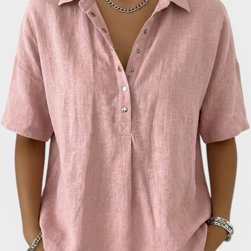 Noelia™ | Blusa con cuello y botones elegantes