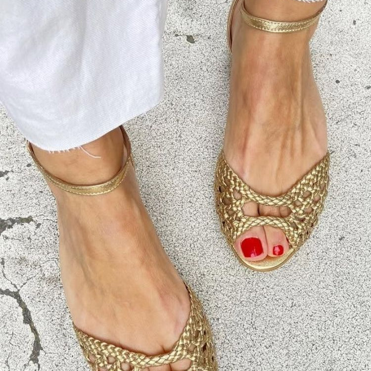 Beatriz - Sandalias Trenzadas Doradas