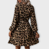 Vestido elegante de estampado de leopardo