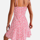 Vestido mini de mujer con estampado floral y tirantes anudados