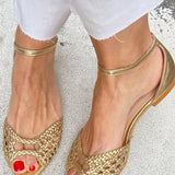 Beatriz - Sandalias Trenzadas Doradas