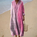 Francisca - Vestido de Playa Largo Casual de Manga Larga