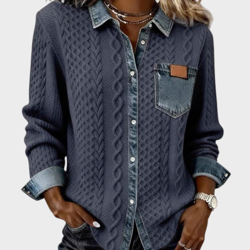 Adela™ | Camisa elegante con detalles denim