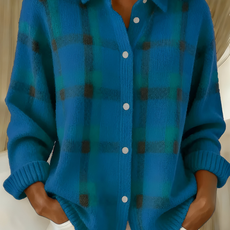 Ugnė - Camisa de punto suave con patrón de cuadros