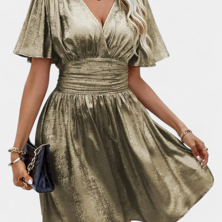 Vestido Adalee para Damas con Escote en V y Cintura Cruzada