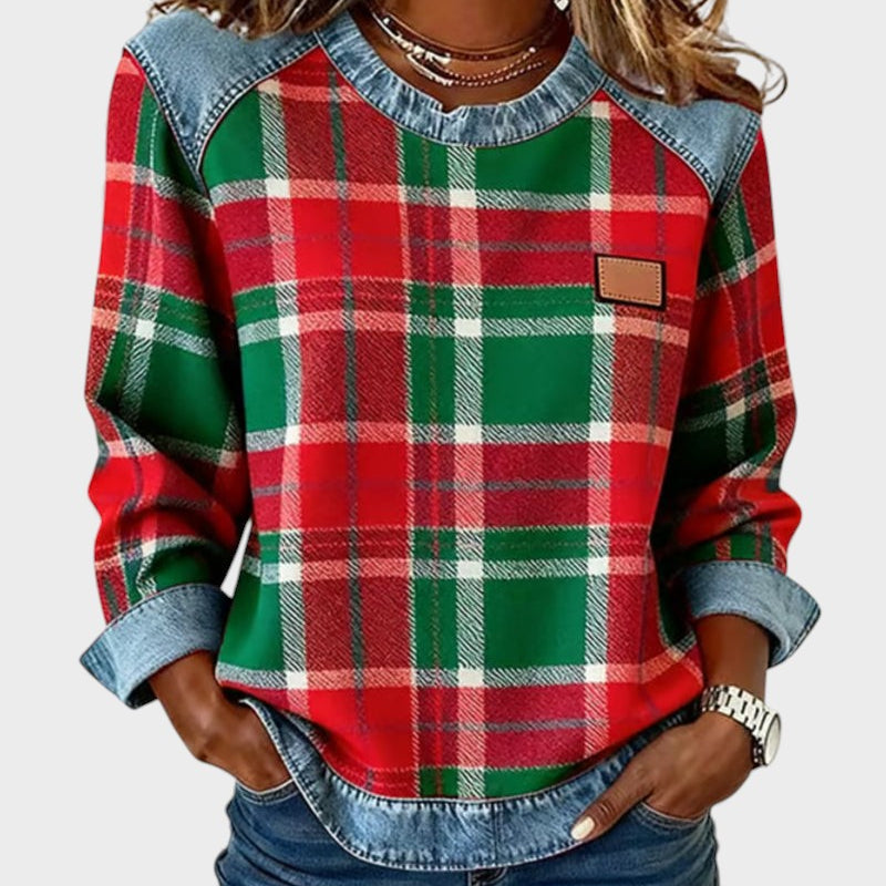 Marta™ | Sudadera con parches a cuadros