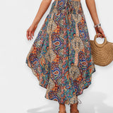 Falda Midi Floral con Cintura Alta
