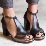 Nadaria | Sandalias altas negras con dedos al aire y diseño de patchwork