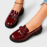 Mocasines Negros Lustrados para Mujer con Lazo