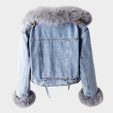 Alessia™ | Chaqueta Vaquera Mujer con Cuello de Pelo