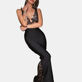 Vestido Maxi con Panel de Encaje – Vestido Elegante para la Silueta Nocturna de Mujeres