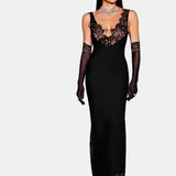 Vestido Maxi con Panel de Encaje – Vestido Elegante para la Silueta Nocturna de Mujeres