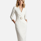 Vestido Midi Elegancia Otoñal – Diseño de Cintura Halagador para Reuniones Chic de Cóctel
