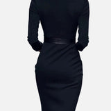 Vestido Midi Elegancia Otoñal – Diseño de Cintura Halagador para Reuniones Chic de Cóctel
