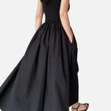 Vestido Maxi Sin Mangas de Mezcla de Algodón Formal