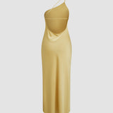 Vestido Maxi de Invitada de Boda de Satén con Espalda Abierta