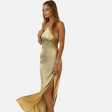 Vestido Maxi de Invitada de Boda de Satén con Espalda Abierta