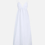 Vestido Maxi de Cóctel de Algodón de Espalda Abierta Costera
