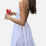 Vestido Maxi de Cóctel de Algodón de Espalda Abierta Costera