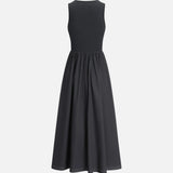 Vestido Maxi Sin Mangas de Mezcla de Algodón Formal
