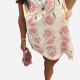 Vestido de mujer sin mangas con estampado floral y corte A