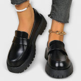 Mocasines femeninos con diseño ortopédico y tacones de satén
