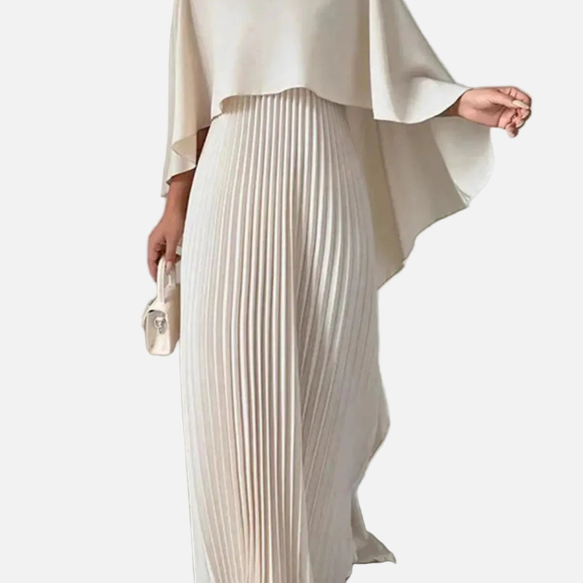 Vestido Maxi de Invitada de Boda con Mangas de Murciélago Plisadas