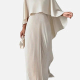 Vestido Maxi de Invitada de Boda con Mangas de Murciélago Plisadas