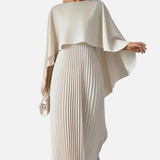 Vestido Maxi de Invitada de Boda con Mangas de Murciélago Plisadas