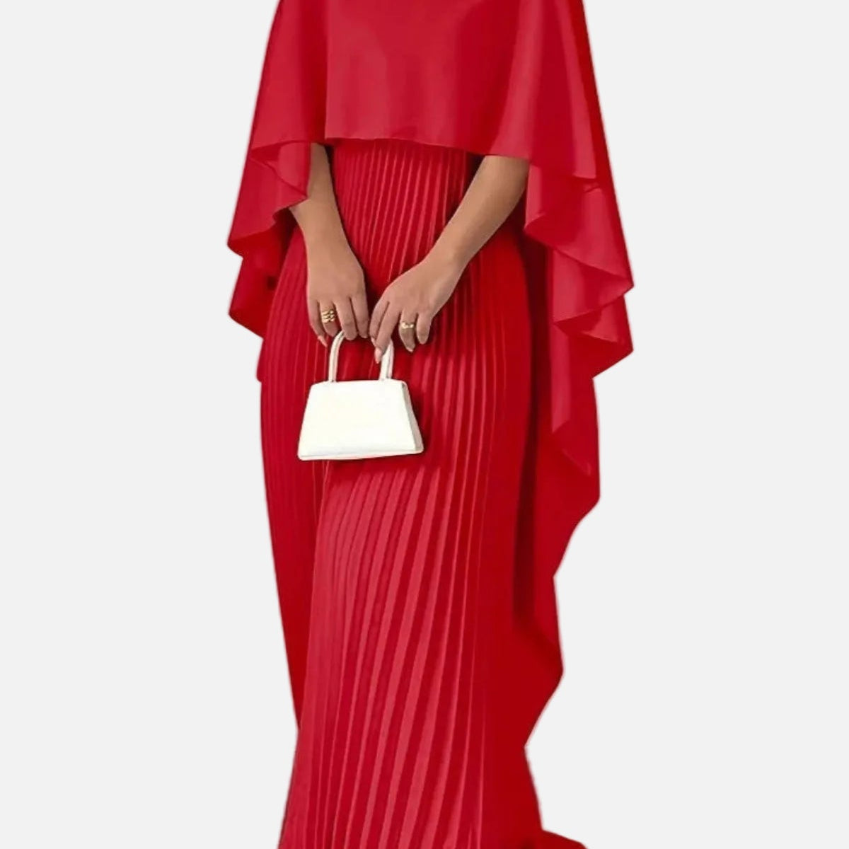 Vestido Maxi de Invitada de Boda con Mangas de Murciélago Plisadas
