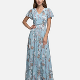 Vestido Maxi Floral – Elegantes Mangas con Volantes para Eventos de Verano