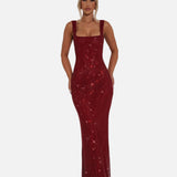 Vestido de Noche Formal Embellecido Celeste