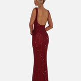 Vestido de Noche Formal Embellecido Celeste