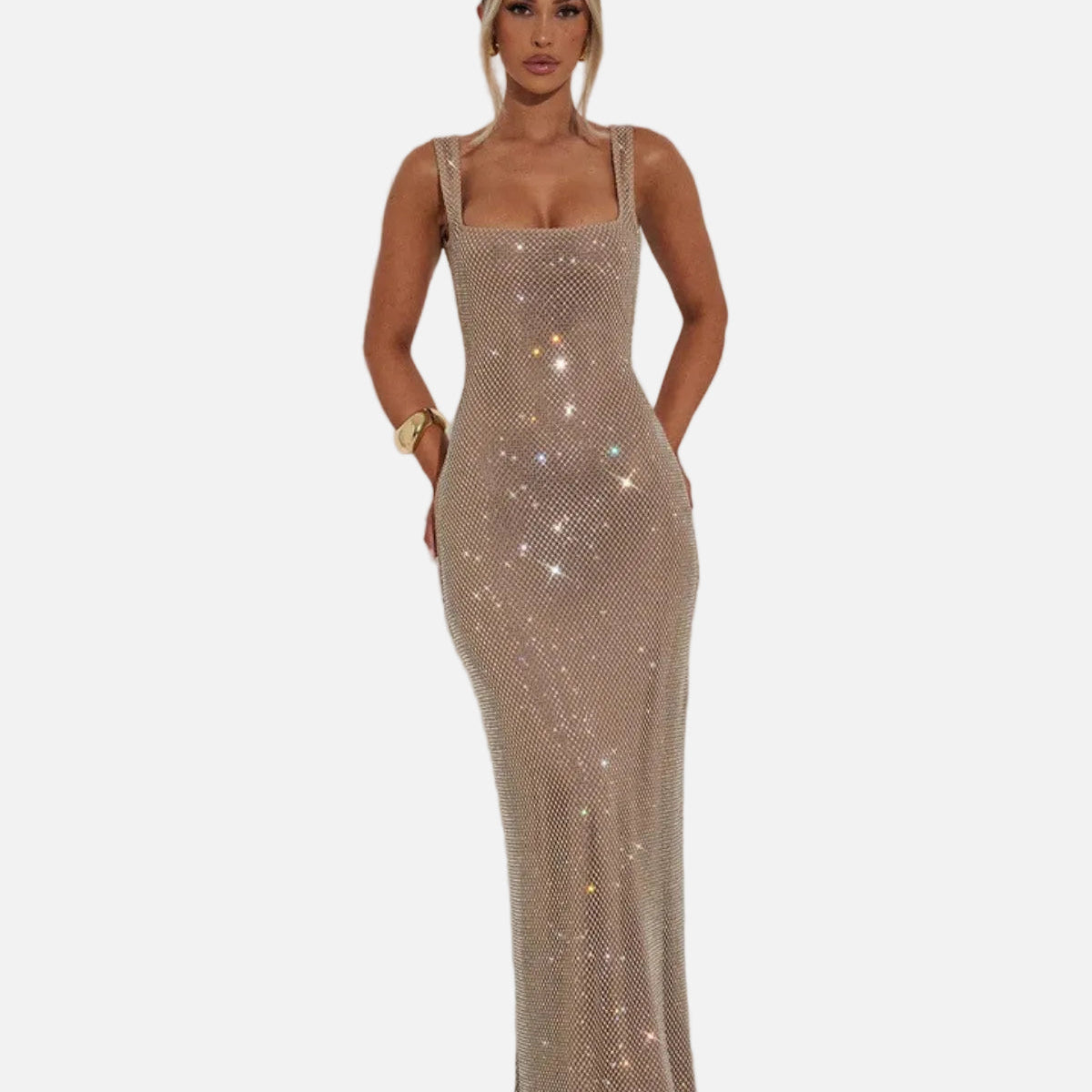 Vestido de Noche Formal Embellecido Celeste