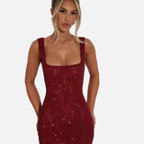 Vestido de Noche Formal Embellecido Celeste