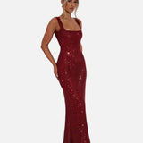 Vestido de Noche Formal Embellecido Celeste