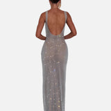 Vestido de Noche Formal Embellecido Celeste