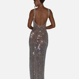 Vestido de Noche Formal Embellecido Celeste