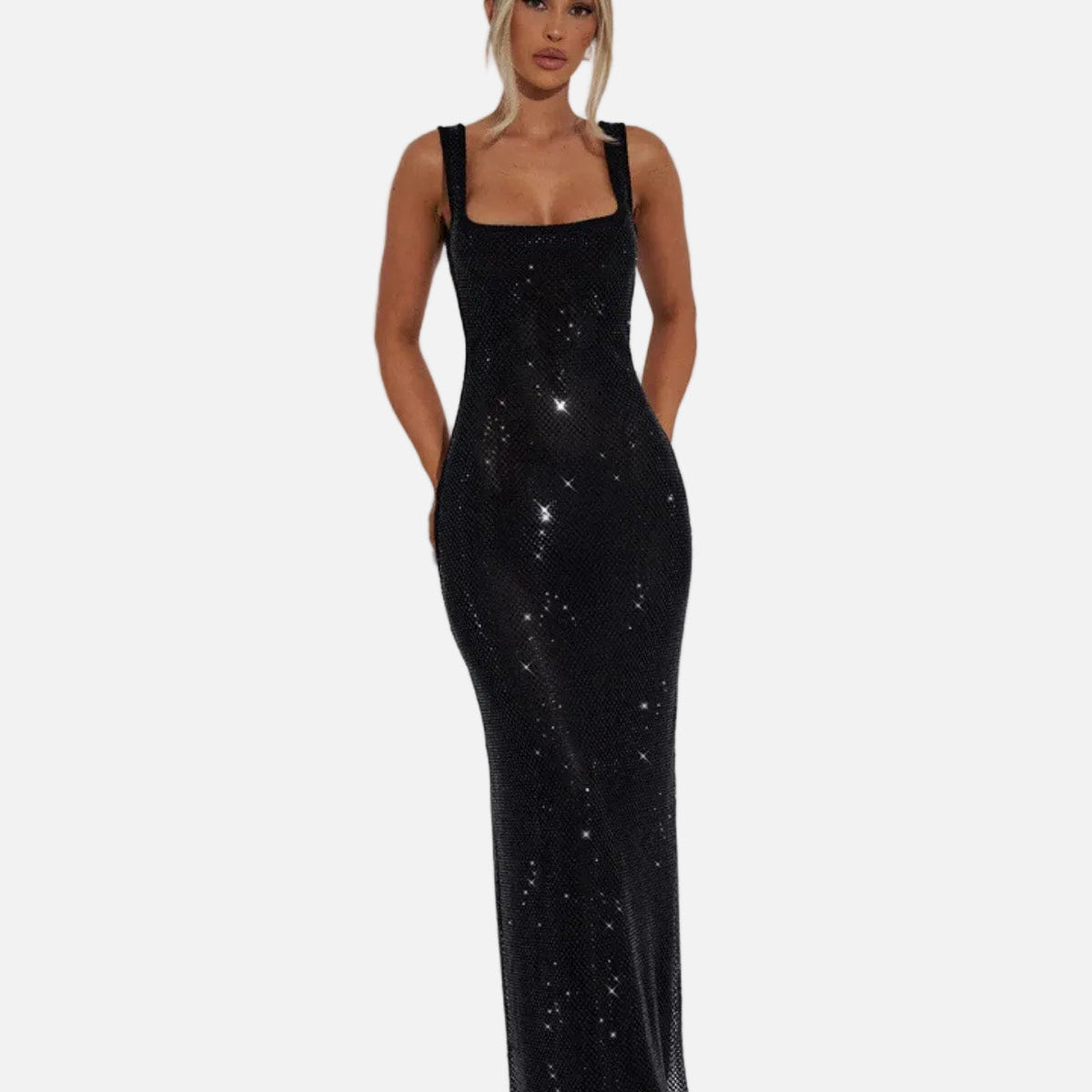 Vestido de Noche Formal Embellecido Celeste