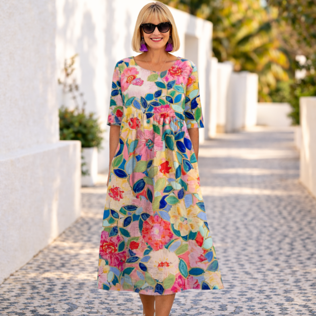 Claudia | Vestido de Estampado Floral con Ambiente de Verano