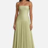 Vestido Maxi de Invitada de Boda con Pliegues Sin Tirantes