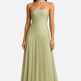 Vestido Maxi de Invitada de Boda con Pliegues Sin Tirantes