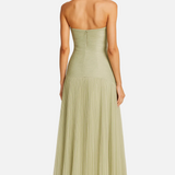 Vestido Maxi de Invitada de Boda con Pliegues Sin Tirantes