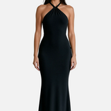 Vestido Maxi Formal Sin Espalda con Cuello Halter