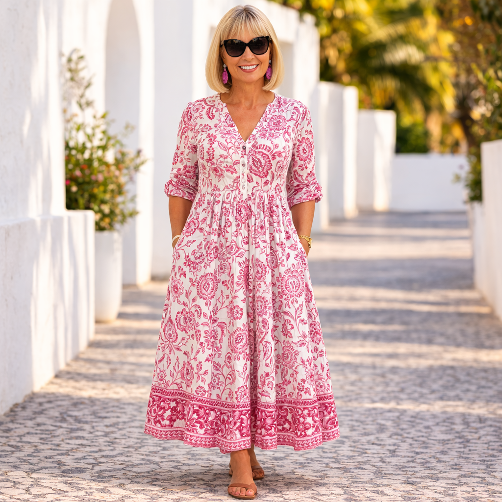 Juana | Vestido Elegante con Estampado Floral y Sensación Fresca