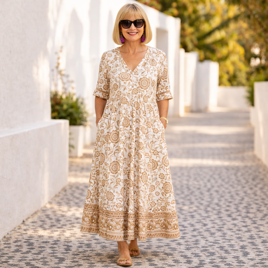 Juana | Vestido Elegante con Estampado Floral y Sensación Fresca