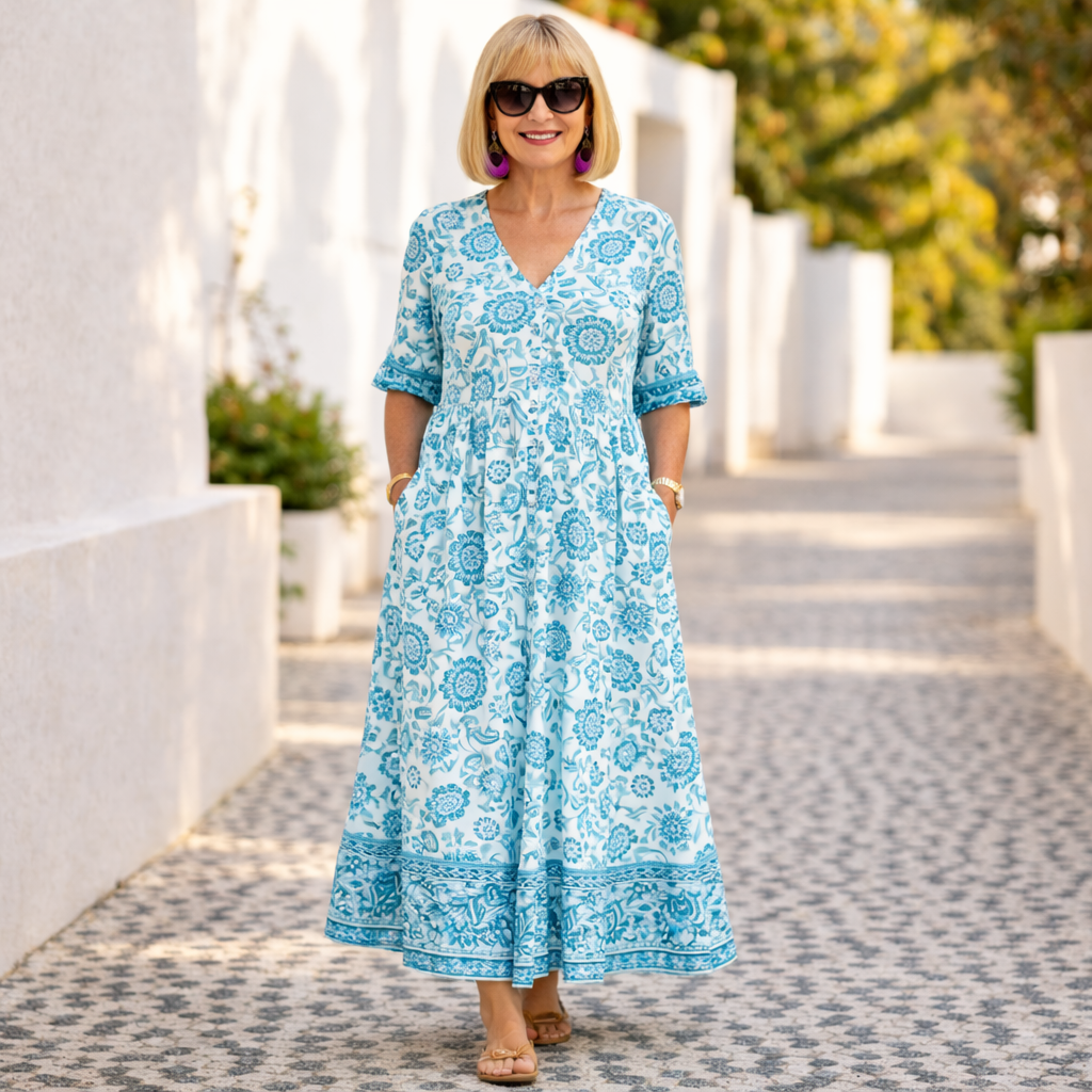 Juana | Vestido Elegante con Estampado Floral y Sensación Fresca