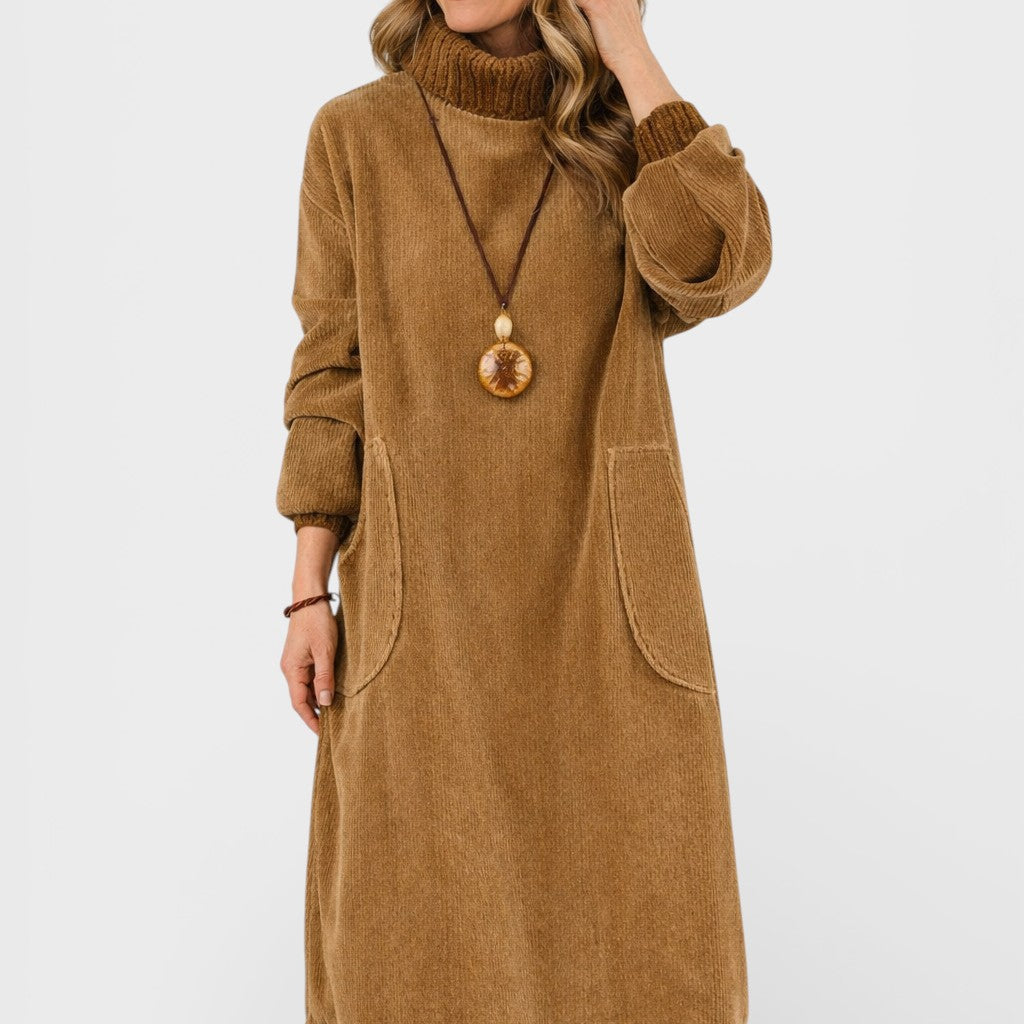 Marta™ | Vestido midi de punto con cuello alto