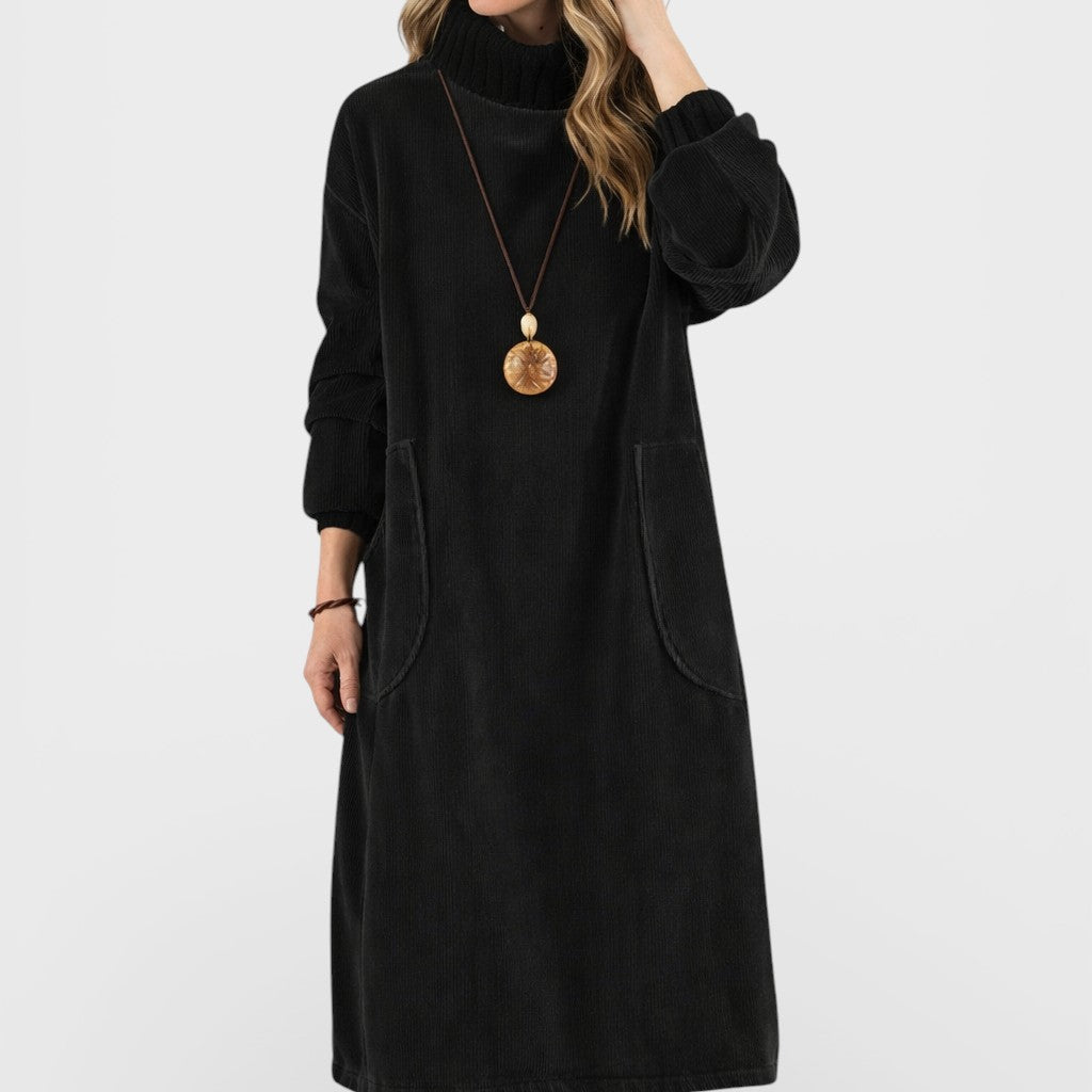 Marta™ | Vestido midi de punto con cuello alto