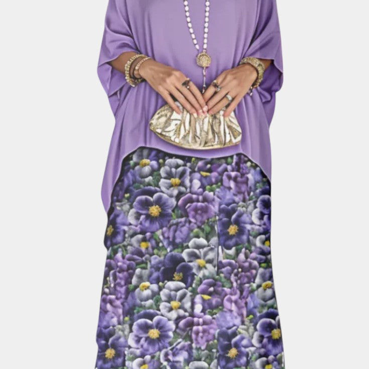 Vestido Maxi Batwing Caroline con Estampado